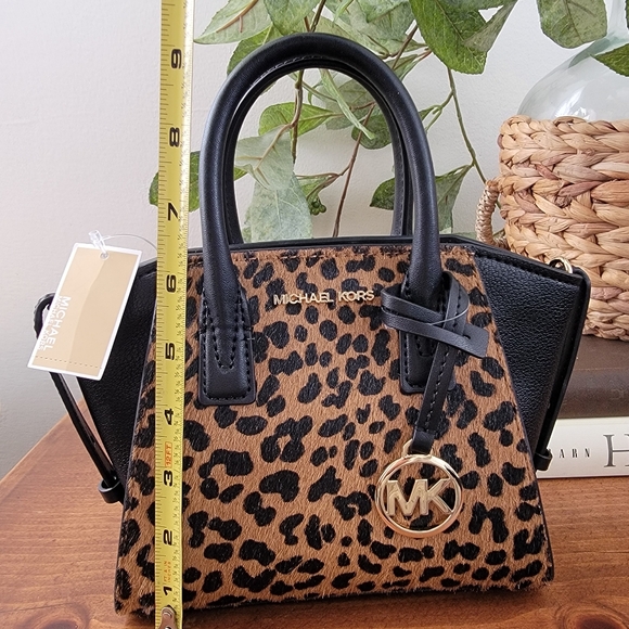 NWT Michael Kors Avril XS Satchel Leather Animal Print Crossbody Bag Purse - Picture 3 of 11